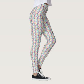 Colorful feather and beads boho pattern leggings