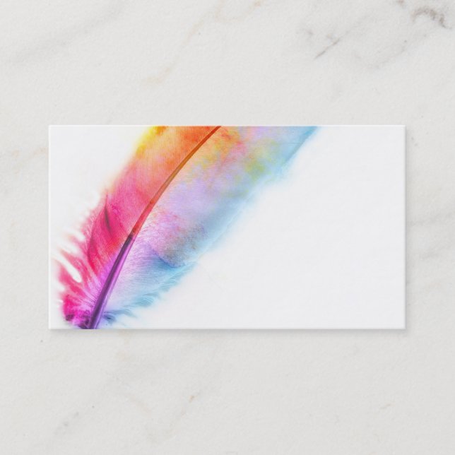 colorful feather art business card custom template (Front)