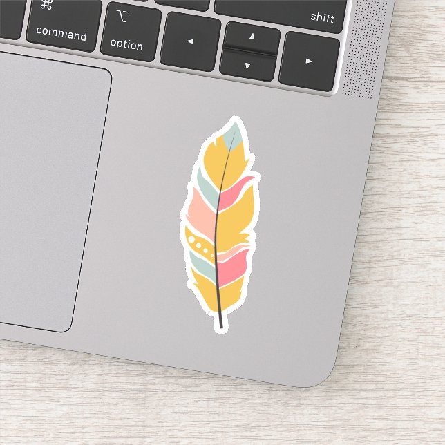 Colorful Feather BOHO  Die Cut Sticker Decal (Detail)