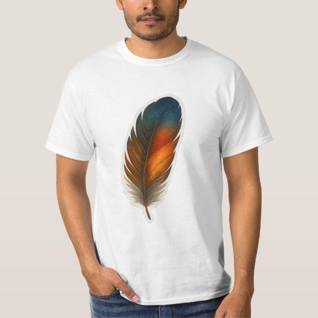 Colorful Feather Design T-Shirt (Front)