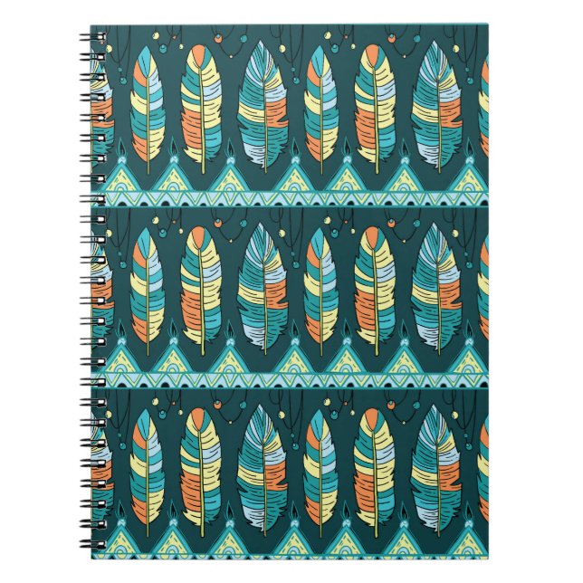 Colorful feather, endless texture pattern notebook (Front)