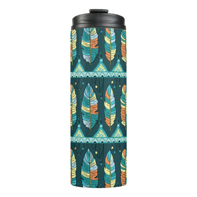 Colorful feather, endless texture pattern thermal tumbler (Front)