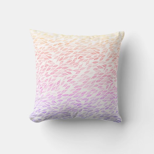Colorful Feather Leaves Watercolor Pattern Throw Pillow