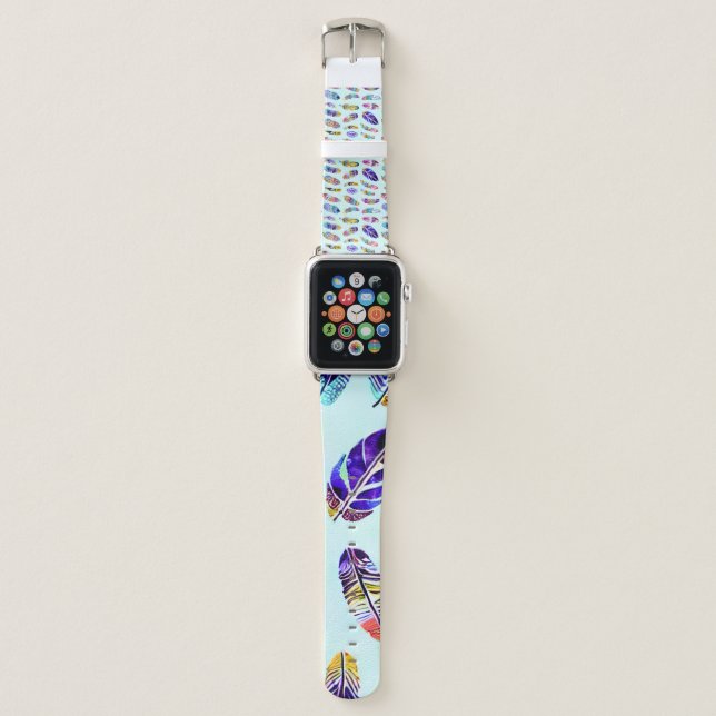Colorful Feather Pattern Apple Watch Band (Front)