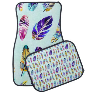 Colorful Feather Pattern Car Floor Mat