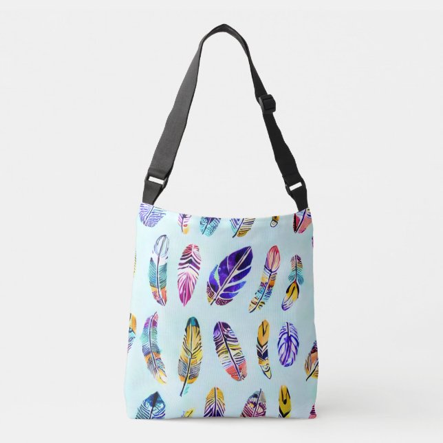 Colorful Feather Pattern Crossbody Bag (Front)