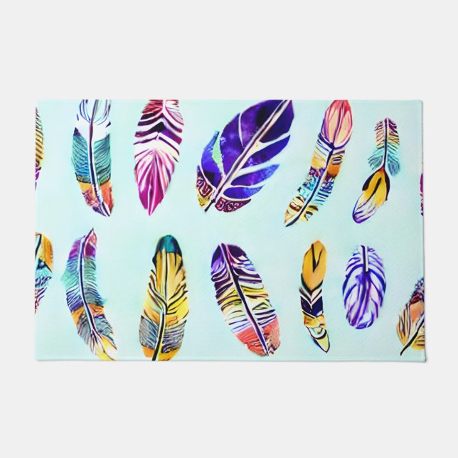 Colorful Feather Pattern Doormat (Front)