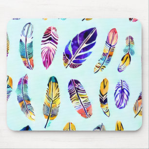 Colorful Feather Pattern Mouse Pad