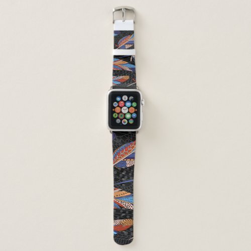 Colorful Feather Pattern Seamless Background Apple Watch Band