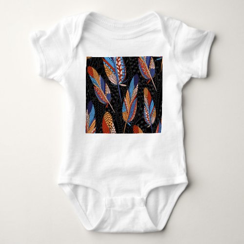 Colorful Feather Pattern Seamless Background Baby Bodysuit