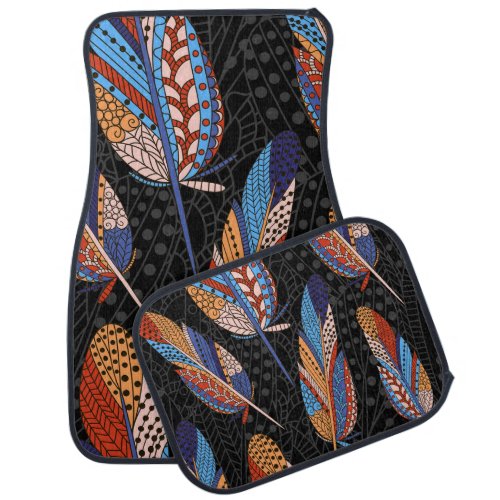 Colorful Feather Pattern Seamless Background Car Floor Mat