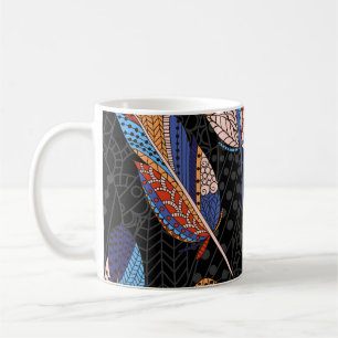 Colorful Feather Pattern Seamless Background. Coffee Mug