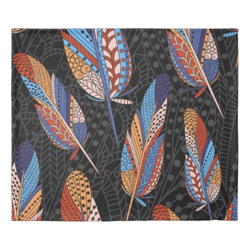 Colorful Feather Pattern Seamless Background Duvet Cover