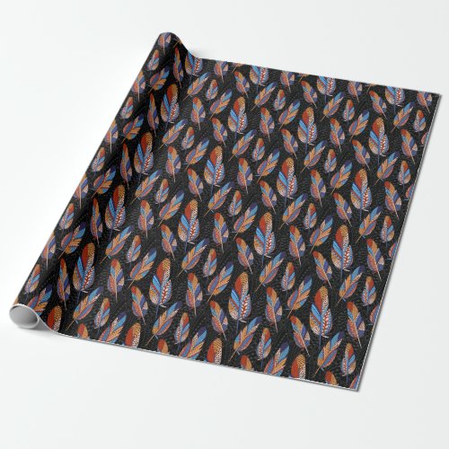 Colorful Feather Pattern Seamless Background Wrapping Paper