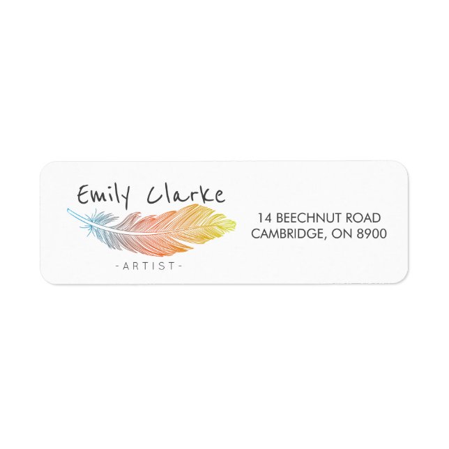Colorful Feather Personalized Label (Front)