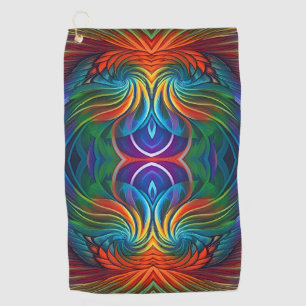 Colorful feather swirl   golf towel