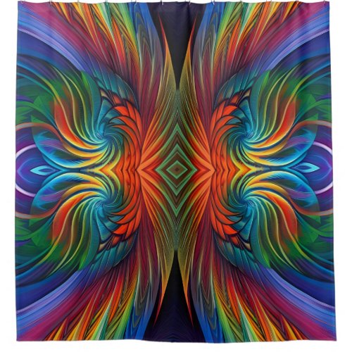 Colorful feather swirl shower curtain