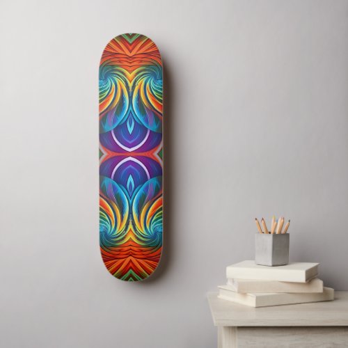 Colorful feather swirl  skateboard