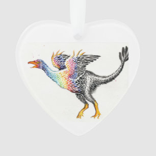 Colorful feathered dinosaur ornament