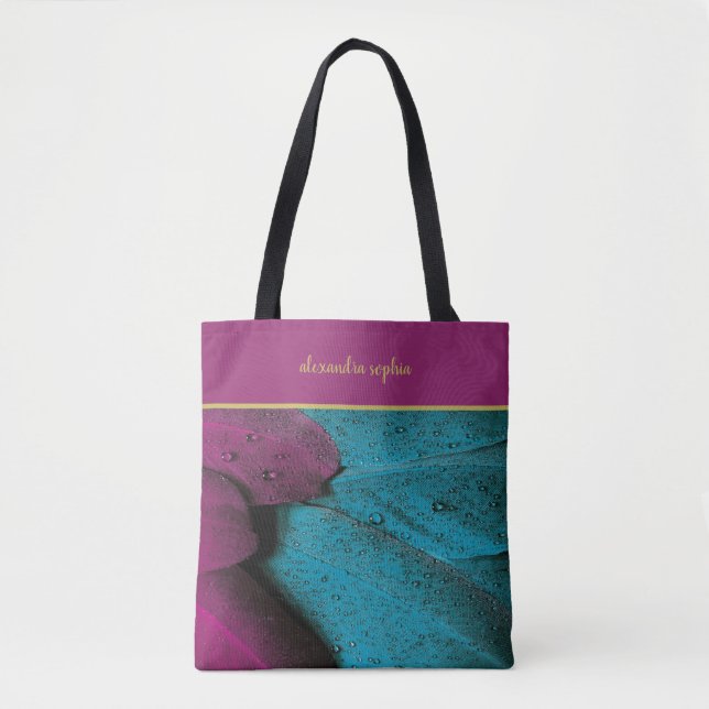 Colorful Feathers and Raindrops Tote Bag (Front)