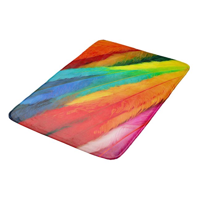 Colorful Feathers Bath Mat (Angled)