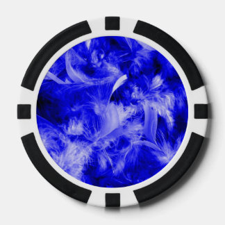 colorful feathers blue poker chips