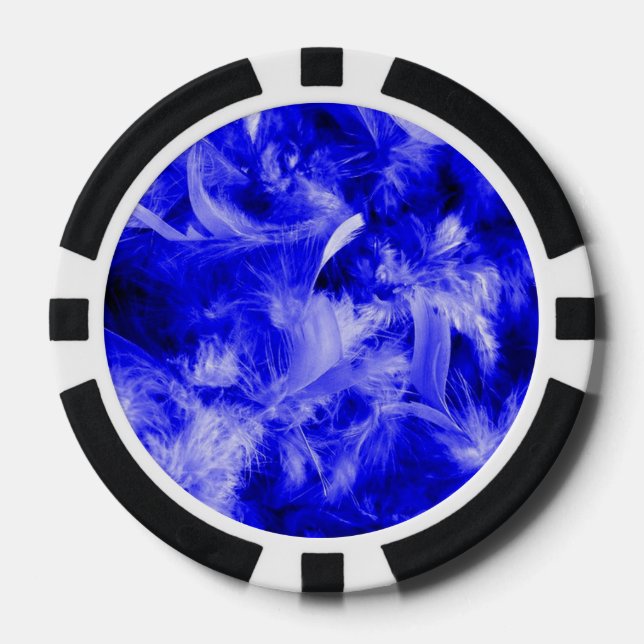 colorful feathers blue poker chips (Front)