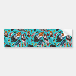Colorful feathers bumper sticker