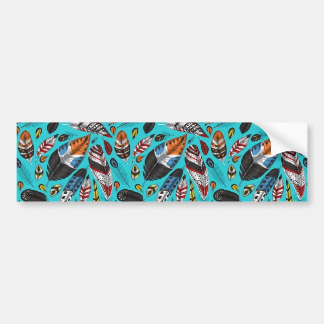 Colorful feathers bumper sticker (Front)