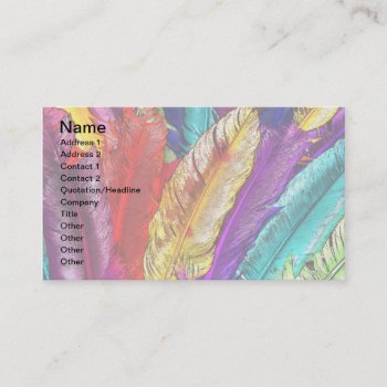 Colorful Feathers Business Cards by manewind at Zazzle