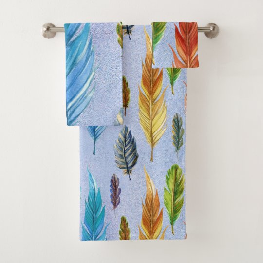 Colorful feathers Design Bath Towel Set | Zazzle.com