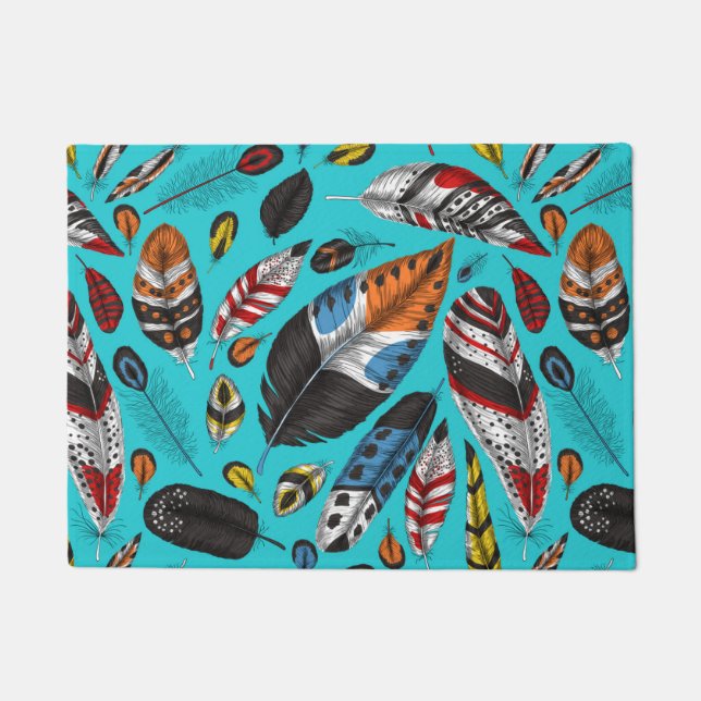 Colorful feathers doormat (Front)