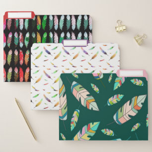 Colorful feathers file folder