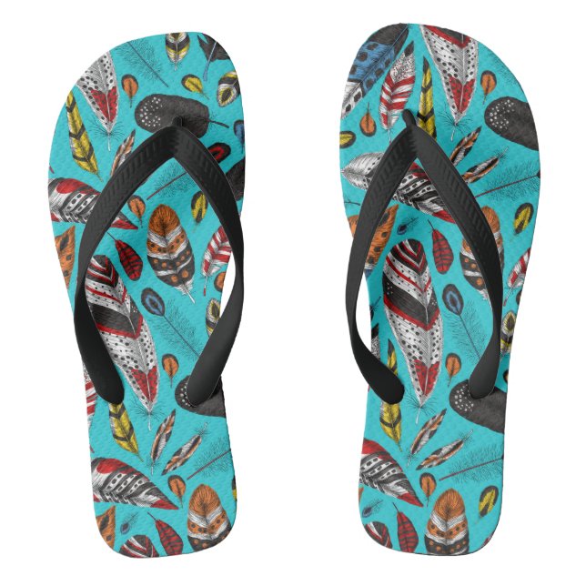 Colorful feathers flip flops (Footbed)