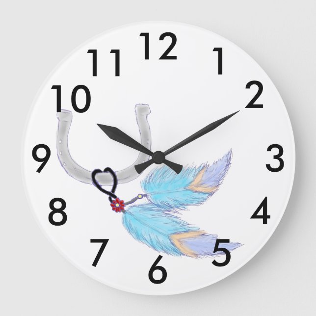 Colorful feathers Horse shoe Wall Clock (Front)