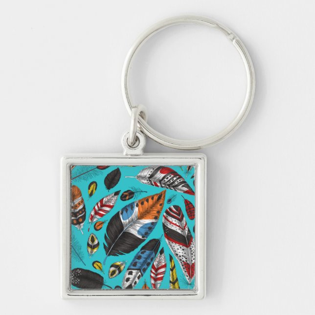 Colorful feathers keychain (Front)