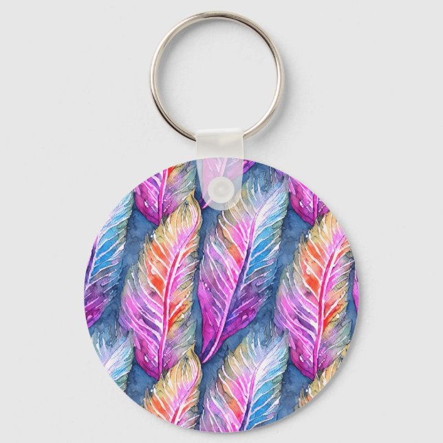 Colorful Feathers  Keychain (Front)