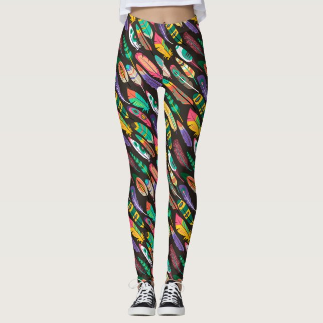 Colorful Feathers Leggings (Front)
