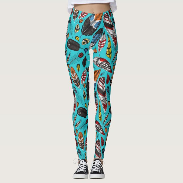 Colorful feathers leggings (Front)