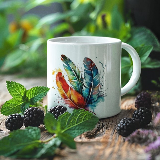 Colorful feathers Native American watercolor  Coffee Mug (Creator Uploaded)