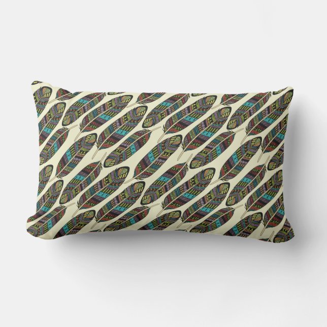 Colorful Feathers Pattern throw pillows (Front)