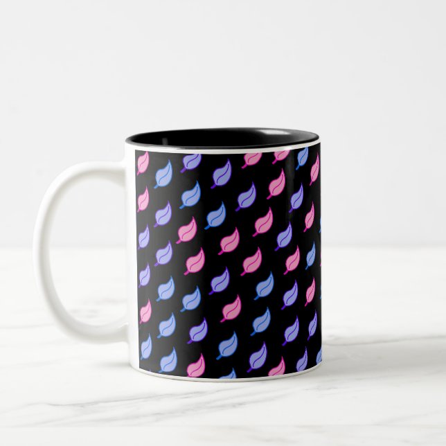Colorful Feathers Pattern Two-Tone Coffee Mug (Left)