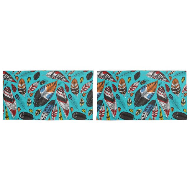 Colorful feathers pillow case (Front-Set)