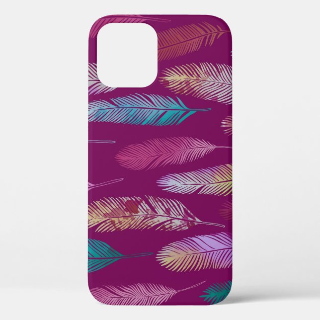 Colorful feathers: purple background pattern. Case-Mate iPhone case (Back)