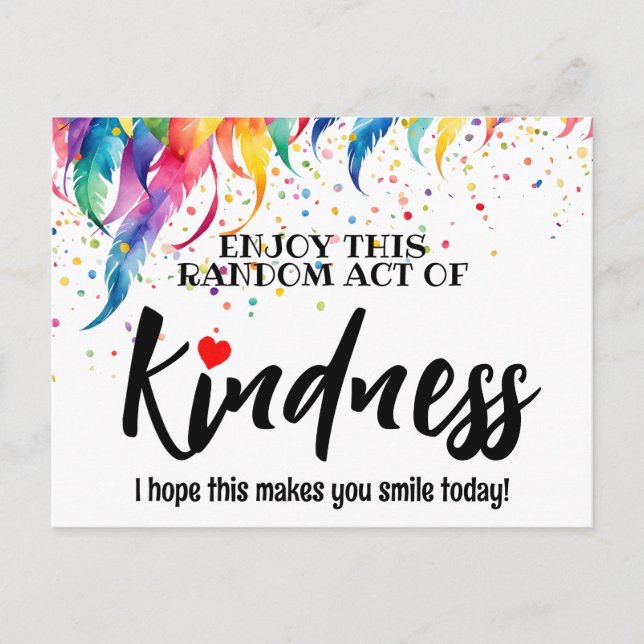 Colorful Feathers Random Act of Kindness Postcard  (Front)