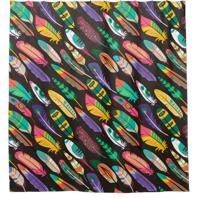 Colorful Feathers Shower Curtain (Front)