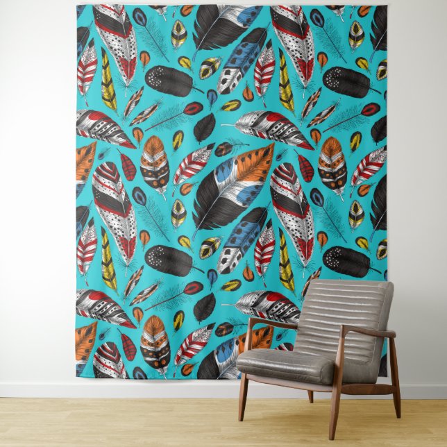 Colorful feathers tapestry (In Situ)