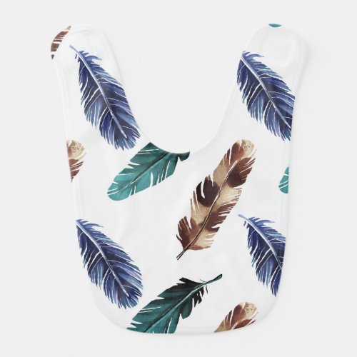 Colorful Feathers Tribal Texture Baby Bib