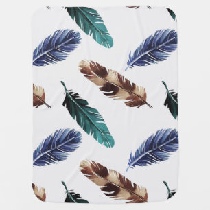 Colorful Feathers Tribal Texture Baby Blanket