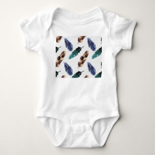 Colorful Feathers Tribal Texture Baby Bodysuit